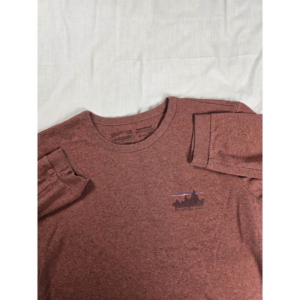 Patagonia Shirt Mens Small Red‎ Long Sleeve Save Our Home Planet Graphic Tee